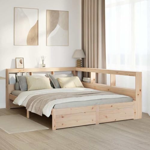 Emmtore Massivholzbett mit Regal ohne Matratze Kiefer, Holzbett mit Regal, Massivholzbett mit Regal, Bett, Holzbett mit Bücherregal Natur,140 x 200 cm Emmtore Massivholzbett mit Regal ohne Matratze Kiefer, Holzbett mit Regal, Massivholzbett mit Regal, Bett, Holzbett mit Bücherregal Natur,140 x 200 cm von Emmtore