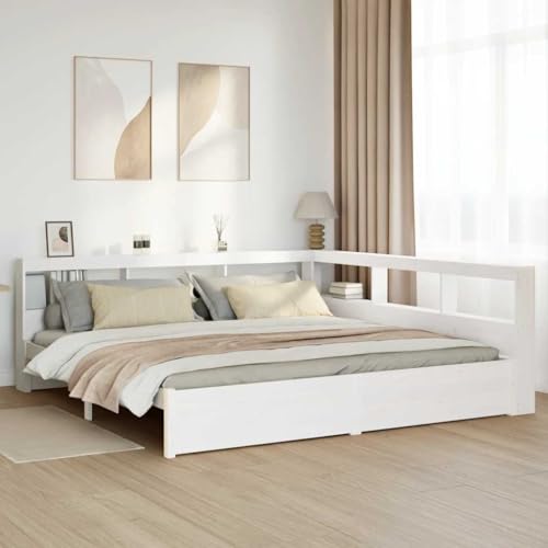 Emmtore Massivholzbett mit Regal ohne Matratze Kiefer, Holzbett mit Regal, Massivholzbett mit Regal, Bett, Holzbett mit Bücherregal Weiß,180 x 200 cm Emmtore Massivholzbett mit Regal ohne Matratze Kiefer, Holzbett mit Regal, Massivholzbett mit Regal, Bett, Holzbett mit Bücherregal Weiß,180 x 200 cm von Emmtore