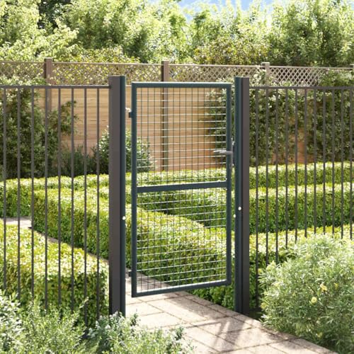 Emmtore Mesh Gartentor Verzinkter Stahl Hoftor Gartentür Zauntor Zauntür Hoftür Gartenpforte Einzeltor Garten Zaun Pforte,100 x 200 cm von Emmtore