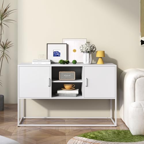 Emmtore Metall-Akzent-Schrank, Sideboard-Buffet und Aufbewahrungs-Schrank-Safe, Robuster Metallbau mit stilvollem Weiß, H 75 cm × B 120 cm × T 40 cm Emmtore Metall-Akzent-Schrank, Sideboard-Buffet und Aufbewahrungs-Schrank-Safe, Robuster Metallbau mit stilvollem Weiß, H 75 cm × B 120 cm × T 40 cm von Emmtore