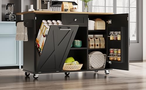 Emmtore Moderne Kücheninsel,Küchenschrank für MülleimerMultifunktionale Esstisch mit Speicherraum,Speisewagen mit Snackregalen und Stretchfunktionsschränken,schwarz Emmtore Moderne Kücheninsel,Küchenschrank für MülleimerMultifunktionale Esstisch mit Speicherraum,Speisewagen mit Snackregalen und Stretchfunktionsschränken,schwarz von Emmtore