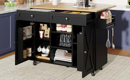 Emmtore Moderne Kücheninsel,KüchenschrankMultifunktionale Esstisch mit Speicherraum,Speisewagen mit Snackregalen,Schwarz Emmtore Moderne Kücheninsel,KüchenschrankMultifunktionale Esstisch mit Speicherraum,Speisewagen mit Snackregalen,Schwarz von Emmtore
