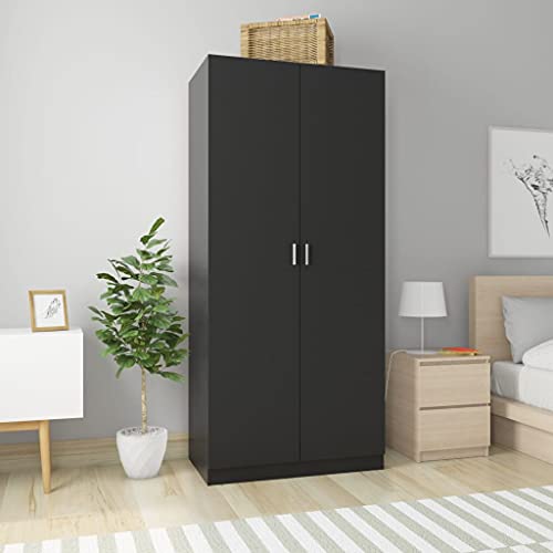 Emmtore Moderner Kleiderschrank aus Eiche für Schlafzimmer Stauraum Holzwerkstoff Zwei Flush Türen stylisches Design einfache Montage 90x52x200cm Holzwerkstoff Schwarz Emmtore Moderner Kleiderschrank aus Eiche für Schlafzimmer Stauraum Holzwerkstoff Zwei Flush Türen stylisches Design einfache Montage 90x52x200cm Holzwerkstoff Schwarz von Emmtore