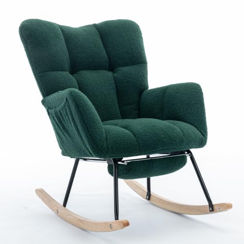 Emmtore Moderner Schaukelstuhl mit Polsterung und Teddystoff, mit ausziehbarer Fußstütze, 70 * 123 * 98.5cm,Green + Teddy Emmtore Moderner Schaukelstuhl mit Polsterung und Teddystoff, mit ausziehbarer Fußstütze, 70 * 123 * 98.5cm,Green + Teddy von Emmtore