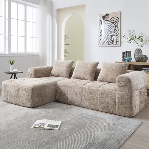 Emmtore Modernes Sektionssofa, 3-Sitzer-Sofa, Keine Installation erforderlich, Chenille-Sofa mit Chaiselongue und Armlehnen, 3 Kissen, Seitentasche für Fernbedienung Emmtore Modernes Sektionssofa, 3-Sitzer-Sofa, Keine Installation erforderlich, Chenille-Sofa mit Chaiselongue und Armlehnen, 3 Kissen, Seitentasche für Fernbedienung von Emmtore