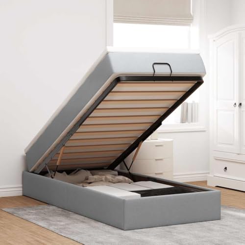 Emmtore Ottoman-Bett mit Matratze Stoff, Bettrahmen, Bettgestell mit Stauraum, Polsterbett, Bettgestell, Bettrahmen mit Stauraum Hellgrau,100 x 200 cm Emmtore Ottoman-Bett mit Matratze Stoff, Bettrahmen, Bettgestell mit Stauraum, Polsterbett, Bettgestell, Bettrahmen mit Stauraum Hellgrau,100 x 200 cm von Emmtore