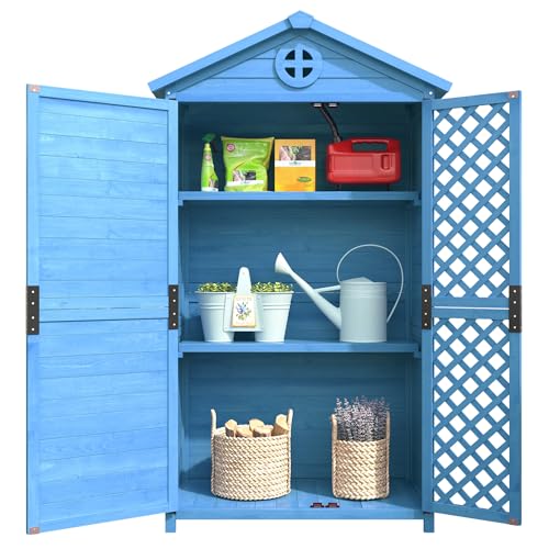 Emmtore Outdoor Holz Gartenmöbel Aufbewahrungsschuppen, Werkzeughaus für Garten, Terrasse, verblassungsfrei, wetterfest, wartungsfrei, umweltfreundlich, sicher und geschützt, blau Emmtore Outdoor Holz Gartenmöbel Aufbewahrungsschuppen, Werkzeughaus für Garten, Terrasse, verblassungsfrei, wetterfest, wartungsfrei, umweltfreundlich, sicher und geschützt, blau von Emmtore