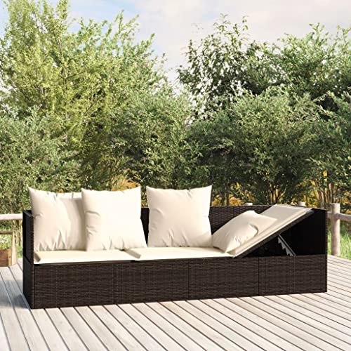 Emmtore Outdoor-Loungebett mit Kissen Braun Poly Rattan Emmtore Outdoor-Loungebett mit Kissen Braun Poly Rattan von Emmtore