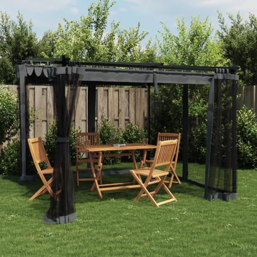 Emmtore Pavillon mit Netzwände Schiebedach, Sonnenschutz Überdachung für Terrasse Garten, Gartenpavillon Terrassendach Gartenzeltn Anthrazit 3x3 m Stahl Emmtore Pavillon mit Netzwände Schiebedach, Sonnenschutz Überdachung für Terrasse Garten, Gartenpavillon Terrassendach Gartenzeltn Anthrazit 3x3 m Stahl von Emmtore