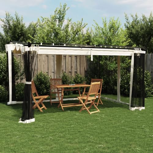 Emmtore Pavillon mit Netzwände Schiebedach, Sonnenschutz Überdachung für Terrasse Garten, Gartenpavillon Terrassendach Gartenzeltn Creme 4x3 m Stahl Emmtore Pavillon mit Netzwände Schiebedach, Sonnenschutz Überdachung für Terrasse Garten, Gartenpavillon Terrassendach Gartenzeltn Creme 4x3 m Stahl von Emmtore