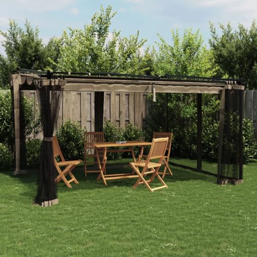 Emmtore Pavillon mit Netzwände Schiebedach, Sonnenschutz Überdachung für Terrasse Garten, Gartenpavillon Terrassendach Gartenzeltn Taupe 4x3 m Stahl Emmtore Pavillon mit Netzwände Schiebedach, Sonnenschutz Überdachung für Terrasse Garten, Gartenpavillon Terrassendach Gartenzeltn Taupe 4x3 m Stahl von Emmtore
