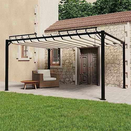 Emmtore Pergola mit Lamellendach 3x4 m Creme Stoff und Aluminium von Emmtore