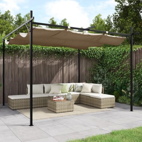 Emmtore Pergola mit Schiebedach Taupe 295x292x230 cm von Emmtore