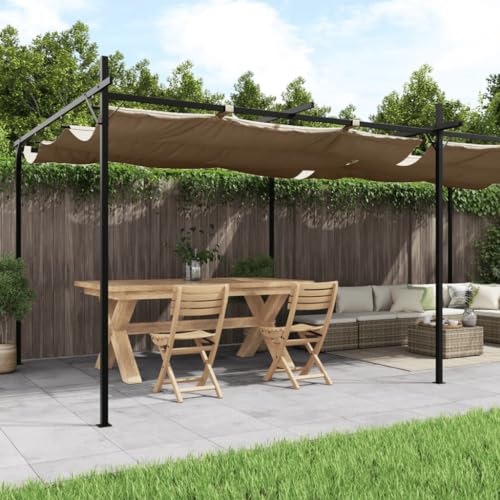 Emmtore Pergola mit Schiebedach Taupe 589x292x230 cm von Emmtore