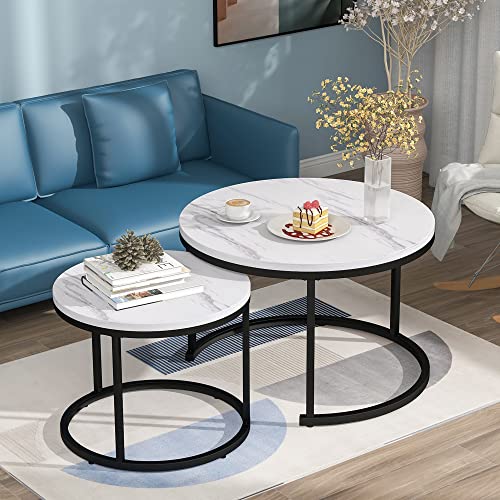 Emmtore Runder Couchtisch 2er Set Satz Wohnzimmer geschachtelter Beistelltisch Emmtore Runder Couchtisch 2er Set Satz Wohnzimmer geschachtelter Beistelltisch von Emmtore