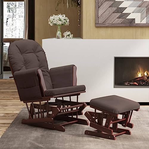 Emmtore Schaukelsessel mit Hocker Gleitend Braun Stoff Schaukelstuhl für Kinderzimmer Schlafzimmer Wohnzimmer, Relaxsessel mit Gleitfunktion, Gleitender Schaukelsessel Relaxstuhl Emmtore Schaukelsessel mit Hocker Gleitend Braun Stoff Schaukelstuhl für Kinderzimmer Schlafzimmer Wohnzimmer, Relaxsessel mit Gleitfunktion, Gleitender Schaukelsessel Relaxstuhl von Emmtore