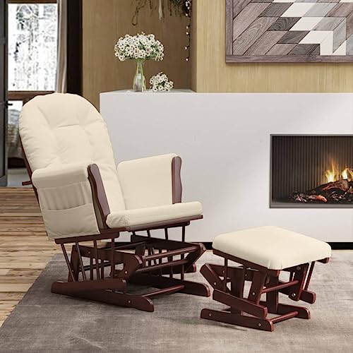Emmtore Schaukelsessel mit Hocker Gleitend Cremeweiß Stoff Schaukelstuhl für Kinderzimmer Schlafzimmer Wohnzimmer, Relaxsessel mit Gleitfunktion, Gleitender Schaukelsessel Relaxstuhl Emmtore Schaukelsessel mit Hocker Gleitend Cremeweiß Stoff Schaukelstuhl für Kinderzimmer Schlafzimmer Wohnzimmer, Relaxsessel mit Gleitfunktion, Gleitender Schaukelsessel Relaxstuhl von Emmtore