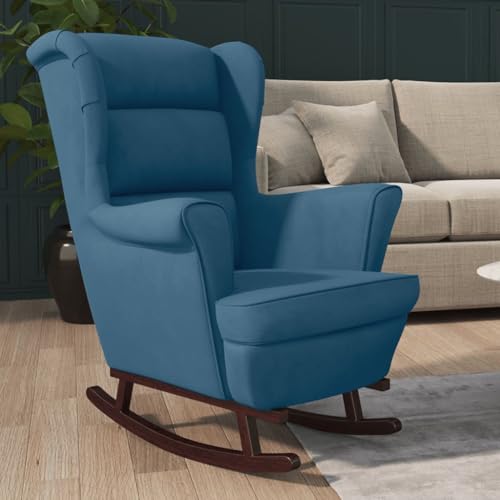 Emmtore Schaukelstuhl mit Massivholz-Gummibeinen Blau Samt Relaxstuhl Schaukelsessel Schwingsessel Relaxsessel Schwingstuhl Polstersessel Sessel Emmtore Schaukelstuhl mit Massivholz-Gummibeinen Blau Samt Relaxstuhl Schaukelsessel Schwingsessel Relaxsessel Schwingstuhl Polstersessel Sessel von Emmtore