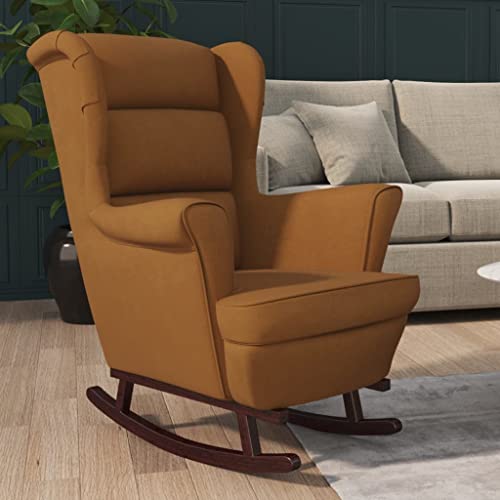 Emmtore Schaukelstuhl mit Massivholz-Gummibeinen Braun Samt Relaxstuhl Schaukelsessel Schwingsessel Relaxsessel Schwingstuhl Polstersessel Sessel Emmtore Schaukelstuhl mit Massivholz-Gummibeinen Braun Samt Relaxstuhl Schaukelsessel Schwingsessel Relaxsessel Schwingstuhl Polstersessel Sessel von Emmtore