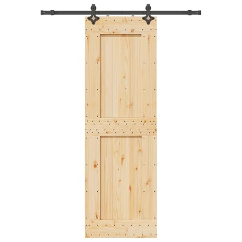 Emmtore Schiebetür mit Beschlag Massivholz Kiefer,70 x 210 cm (152.5 cm),Quadratisch von Emmtore