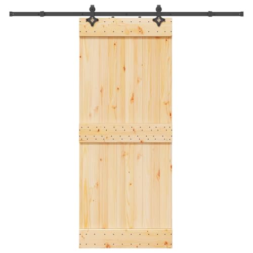 Emmtore Schiebetür mit Beschlag Massivholz Kiefer,85 x 210 cm (213.5 cm),Schlichtes Design von Emmtore
