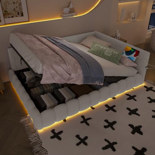 Emmtore Schlafsofa, Einzelbett mit Hydraulischem Stauraum, mit LED-Licht und USB-Ladefunktion, Tagesbett Bett mit Lattenrost, Komfortmaterial, Vliesimitat Emmtore Schlafsofa, Einzelbett mit Hydraulischem Stauraum, mit LED-Licht und USB-Ladefunktion, Tagesbett Bett mit Lattenrost, Komfortmaterial, Vliesimitat von Emmtore
