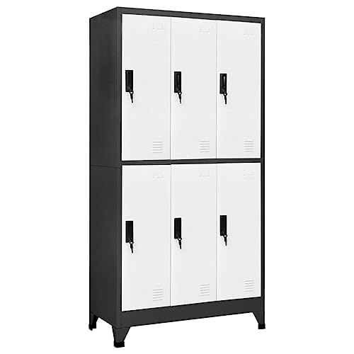Emmtore Schließfachschrank Umkleideschrank Wertfachschrank Metallspind Anthrazit und Weiß 90x45x180 cm Stahl mit 6 Schließfächern Emmtore Schließfachschrank Umkleideschrank Wertfachschrank Metallspind Anthrazit und Weiß 90x45x180 cm Stahl mit 6 Schließfächern von Emmtore
