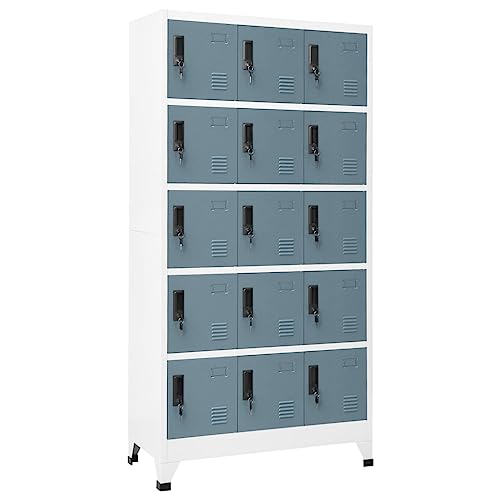 Emmtore Schließfachschrank Umkleideschrank Wertfachschrank Metallspind Hellgrau und Dunkelgrau 90x40x180 cm Stahl Mit 15 Schließfächern Emmtore Schließfachschrank Umkleideschrank Wertfachschrank Metallspind Hellgrau und Dunkelgrau 90x40x180 cm Stahl Mit 15 Schließfächern von Emmtore