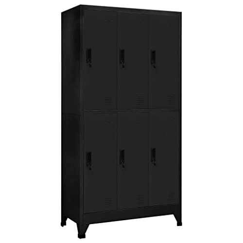 Emmtore Schließfachschrank Umkleideschrank Wertfachschrank Metallspind Schwarz 90x45x180 cm Stahl mit 6 Schließfächern Emmtore Schließfachschrank Umkleideschrank Wertfachschrank Metallspind Schwarz 90x45x180 cm Stahl mit 6 Schließfächern von Emmtore