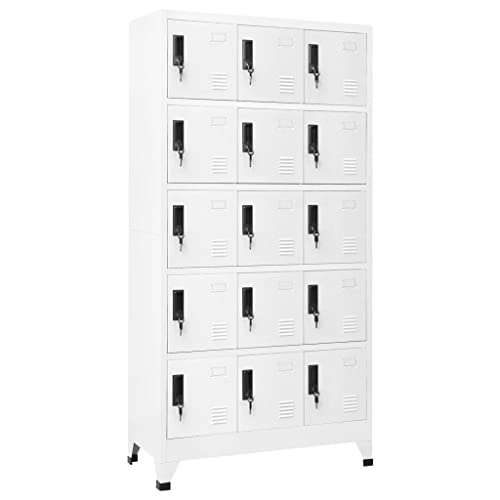 Emmtore Schließfachschrank Umkleideschrank Wertfachschrank Metallspind Weiß 90x40x180 cm Stahl Mit 15 Schließfächern Emmtore Schließfachschrank Umkleideschrank Wertfachschrank Metallspind Weiß 90x40x180 cm Stahl Mit 15 Schließfächern von Emmtore