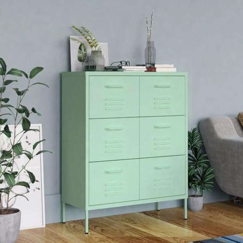 Emmtore Schubladenschrank mit Schubladen Sideboard Kommode Anrichte Schrank Beistellschrank Mehrzweckschrank Minzgrün 80x35x101,5 cm Stahl von Emmtore