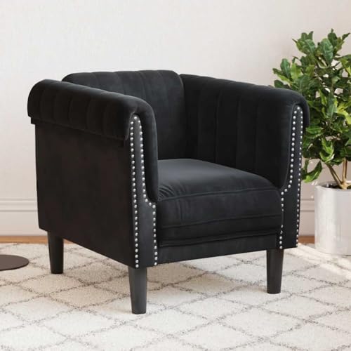 Emmtore Schwarz Samt Sofa Couch with Armrests,Backrest,Support Legs,Lounge Sofa for Living Room,Upholstered Sofa,Sofa Set,Velvet von Emmtore