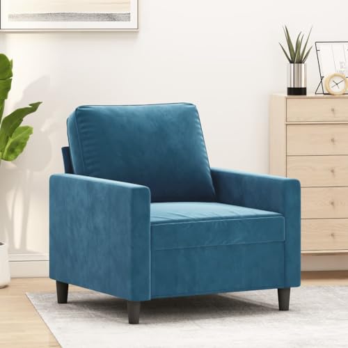 Emmtore Sessel, Sofa Relaxsessel mit gepolstertem Sitz Armlehnen, Fernsehsessel Loungesessel mit Metallgestell, Polstersessel Ruhesessel Samt,Blau,60 cm von Emmtore