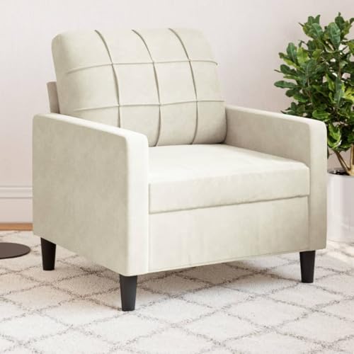 Emmtore Sessel,Relaxsessel Sofa für Wohnzimmer, Loungesessel Polstersessel Metallgestell, Fernsehsessel Ruhesessel Clubsessel,Samt Creme,60 cm von Emmtore