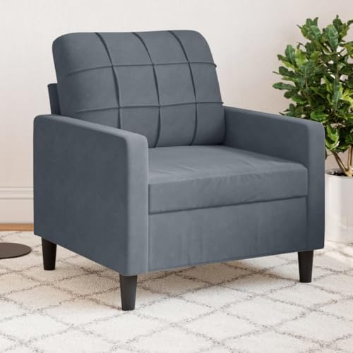 Emmtore Sessel,Relaxsessel Sofa für Wohnzimmer, Loungesessel Polstersessel Metallgestell, Fernsehsessel Ruhesessel Clubsessel,Samt Dunkelgrau,60 cm von Emmtore