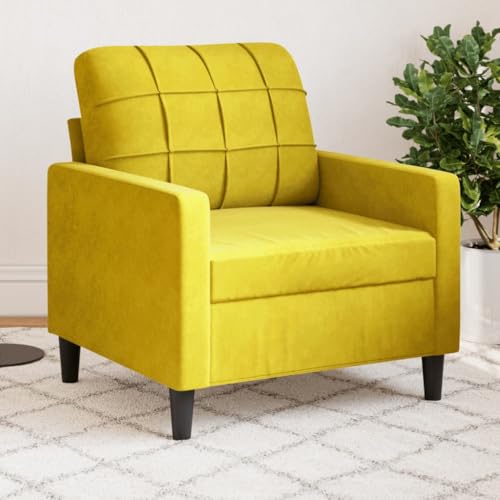 Emmtore Sessel,Relaxsessel Sofa für Wohnzimmer, Loungesessel Polstersessel Metallgestell, Fernsehsessel Ruhesessel Clubsessel,Samt Gelb,60 cm von Emmtore