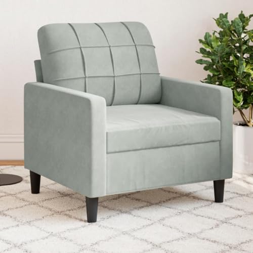 Emmtore Sessel,Relaxsessel Sofa für Wohnzimmer, Loungesessel Polstersessel Metallgestell, Fernsehsessel Ruhesessel Clubsessel,Samt Hellgrau,60 cm von Emmtore