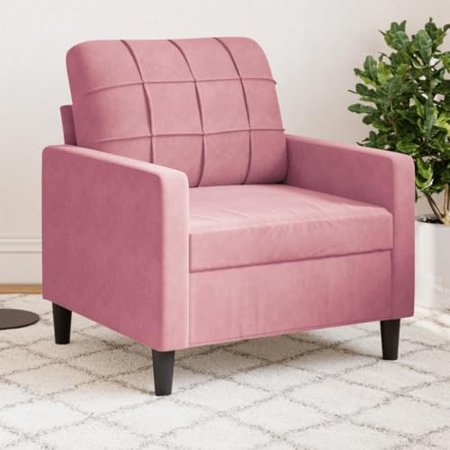 Emmtore Sessel,Relaxsessel Sofa für Wohnzimmer, Loungesessel Polstersessel Metallgestell, Fernsehsessel Ruhesessel Clubsessel,Samt Rosa,60 cm von Emmtore