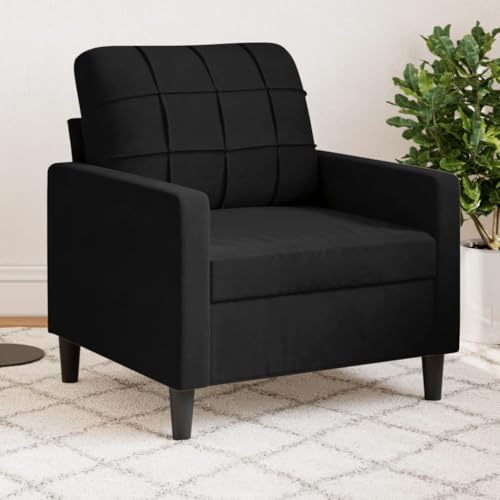 Emmtore Sessel,Relaxsessel Sofa für Wohnzimmer, Loungesessel Polstersessel Metallgestell, Fernsehsessel Ruhesessel Clubsessel,Samt Schwarz,60 cm von Emmtore