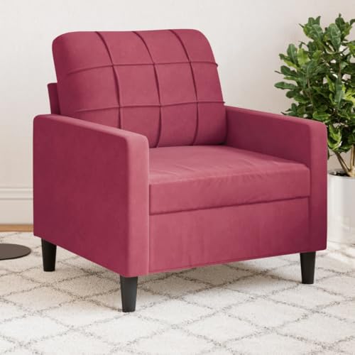 Emmtore Sessel,Relaxsessel Sofa für Wohnzimmer, Loungesessel Polstersessel Metallgestell, Fernsehsessel Ruhesessel Clubsessel,Samt Weinrot,60 cm von Emmtore