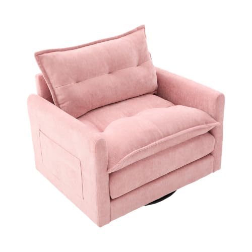 Emmtore Sessel Im Modernen Stil Mit Kissen, 360° Drehbarer Loungesessel Mit Armlehnen, Großes Einzelsofa 92x74x67cm (Rosa) von Emmtore