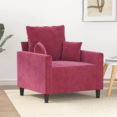 Emmtore Sessel Sofa Relaxsessel mit gepolstertem Sitz Armlehnen, Fernsehsessel Loungesessel Metallgestell, Polstersessel Ruhesessel für Wohnzimmer,Samt Weinrot,60 cm von Emmtore