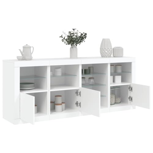 Emmtore Sideboard, Kommode mit viel Stauraum, Highboard Schrank mit LED, Anrichte Beistellschrank Standschrank, Modern Weiß Emmtore Sideboard, Kommode mit viel Stauraum, Highboard Schrank mit LED, Anrichte Beistellschrank Standschrank, Modern Weiß von Emmtore