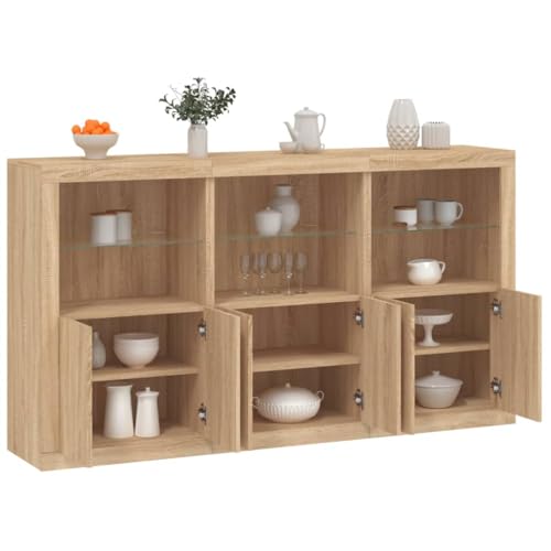 Emmtore Sideboard, Kommode mit viel Stauraum, Highboard Schrank mit LED-Leuchten Anrichte Beistellschrank StandschrankSonoma Eiche Emmtore Sideboard, Kommode mit viel Stauraum, Highboard Schrank mit LED-Leuchten Anrichte Beistellschrank StandschrankSonoma Eiche von Emmtore