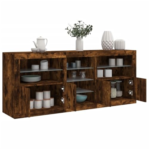 Emmtore Sideboard, Kommode mit viel Stauraum,Highboard Schrank mit LED-Leuchten, Anrichte Beistellschrank Standschrank Räuchereiche Emmtore Sideboard, Kommode mit viel Stauraum,Highboard Schrank mit LED-Leuchten, Anrichte Beistellschrank Standschrank Räuchereiche von Emmtore