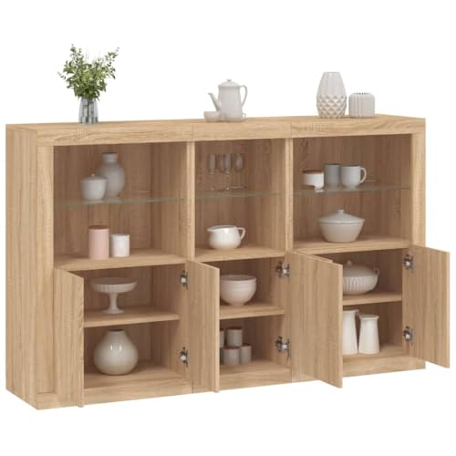 Emmtore Sideboard, Kommode mit viel Stauraum Highboard Schrank mit LED-Leuchten Anrichte Beistellschrank StandschrankSonoma Eiche Emmtore Sideboard, Kommode mit viel Stauraum Highboard Schrank mit LED-Leuchten Anrichte Beistellschrank StandschrankSonoma Eiche von Emmtore