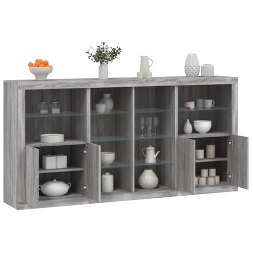 Emmtore Sideboard,Kommode mit viel Stauraum, Highboard Schrank mit LED-Leuchten Anrichte Beistellschrank Standschrank Grau Sonoma Emmtore Sideboard,Kommode mit viel Stauraum, Highboard Schrank mit LED-Leuchten Anrichte Beistellschrank Standschrank Grau Sonoma von Emmtore