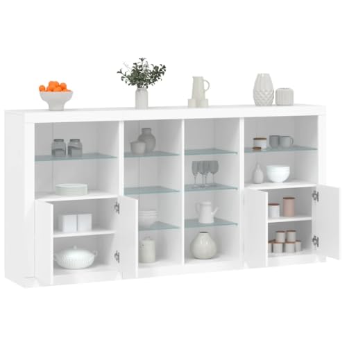 Emmtore Sideboard,Kommode mit viel Stauraum, Highboard Schrank mit LED-Leuchten Anrichte Beistellschrank Standschrank Weiß Emmtore Sideboard,Kommode mit viel Stauraum, Highboard Schrank mit LED-Leuchten Anrichte Beistellschrank Standschrank Weiß von Emmtore