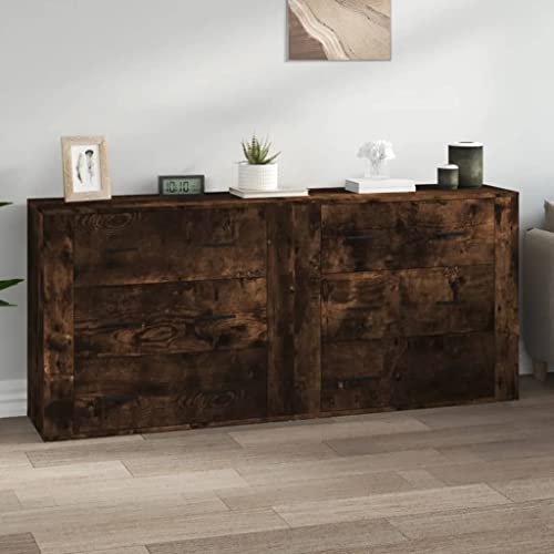 Emmtore Sideboard 2 STK., Kommode mit Schubladen, Anrichte Schrank für Wohnzimmer, Beistellschrank Schubladenschrank Holzwerkstoff Räuchereiche von Emmtore