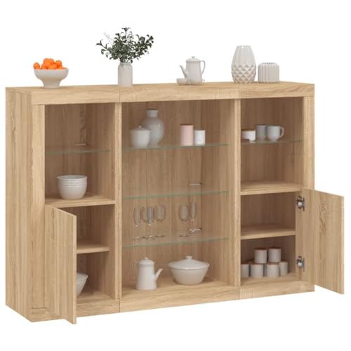 Emmtore Sideboard 3 STK. Kommode mit viel Stauraum, Highboard Schrank mit LED-Leuchten, Anrichte Beistellschrank StandschrankSonoma Eiche Emmtore Sideboard 3 STK. Kommode mit viel Stauraum, Highboard Schrank mit LED-Leuchten, Anrichte Beistellschrank StandschrankSonoma Eiche von Emmtore